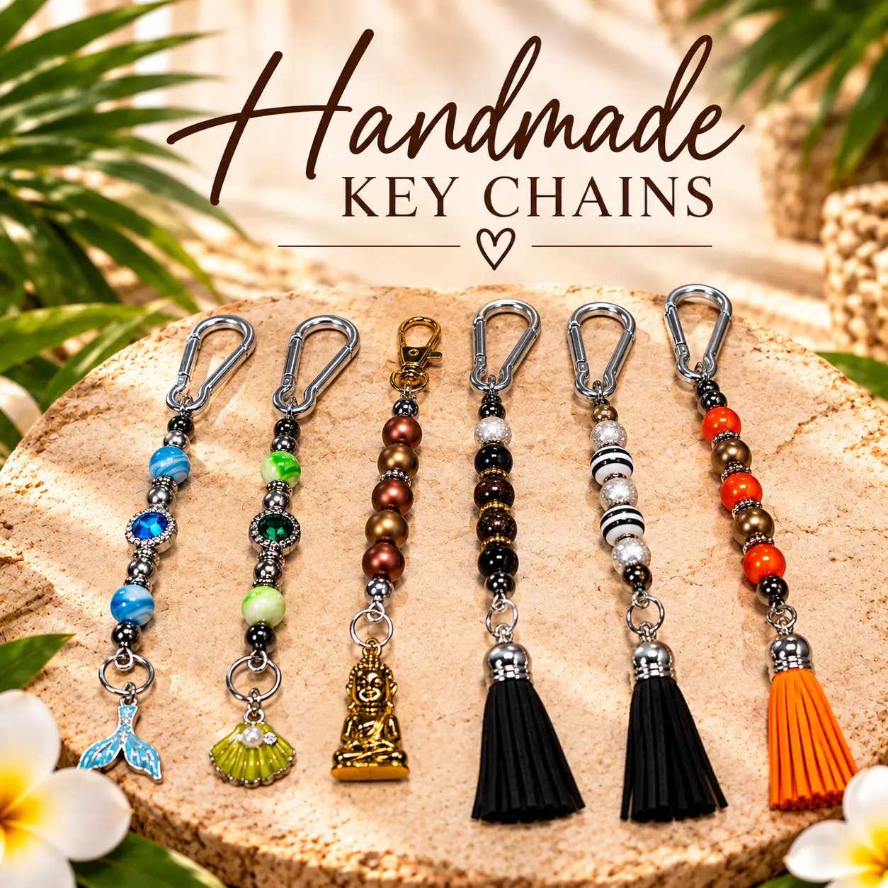 Beaded Keychains with Tassels